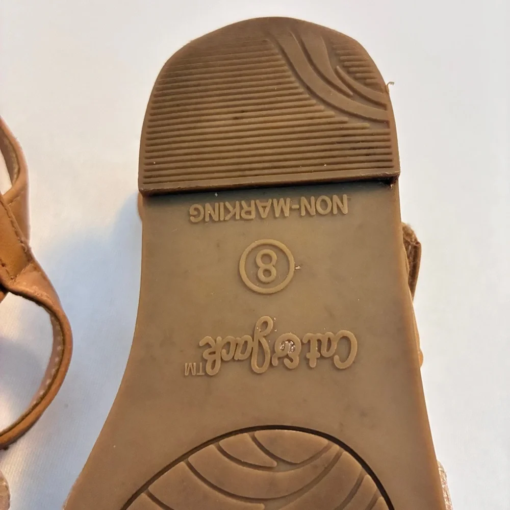 Cat & Jack Toddler Girl's Glittery Gold Tan Sandals Size 8